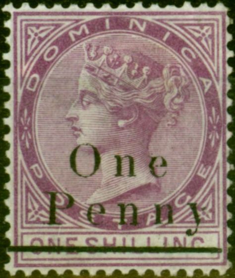 Collectible Postage Stamp from Dominica 1886 1d on 1s Magenta SG19 Fine Mtd Mint