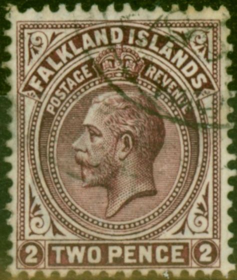 Rare Postage Stamp from Falkland Islands 1912 2d Maroon SG62 Fine Used