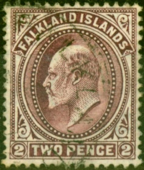 Old Postage Stamp from Falkland Islands 1912 2d Reddish Purple SG45b Fine Used Stamp