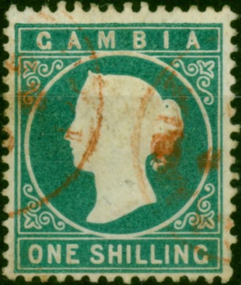 Gambia 1880 1s Green SG19b Fine Used. Queen Victoria (1840-1901) Used Stamps