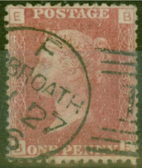Rare Postage Stamp from GB 1864 1d Rose-Red SG43 Pl 187 V.F.U ``arbroath`` CDS