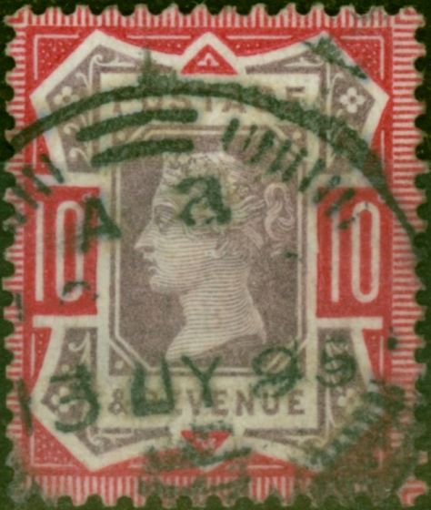 Old Postage Stamp GB 1890 10d Dull Purple & Red SG210 Fine Used