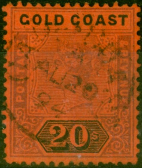 Valuable Postage Stamp Gold Coast 1894 20s Dull Mauve & Black-Red SG25 Fine Used