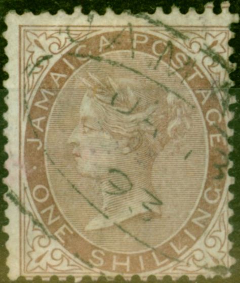 Collectible Postage Stamp from Jamaica 1873 1s Dull Brown SG13 Fine Used