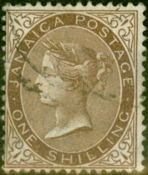 Rare Postage Stamp from Jamaica 1906 1s Brown SG53 Good Used