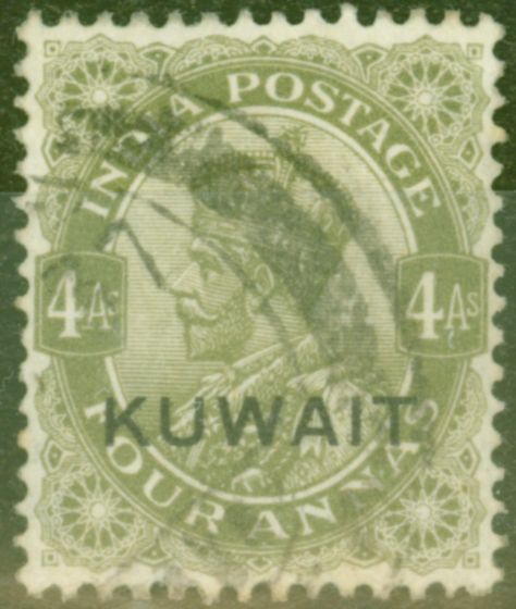Rare Postage Stamp from Kuwait 1934 4a Pale Sage Green SG22a Fine Used