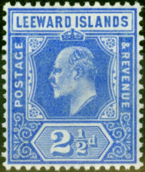 Collectible Postage Stamp from Leeward Islands 1907 2 1/2d Brt Blue SG40 V.F Very Lightly Mtd Mint