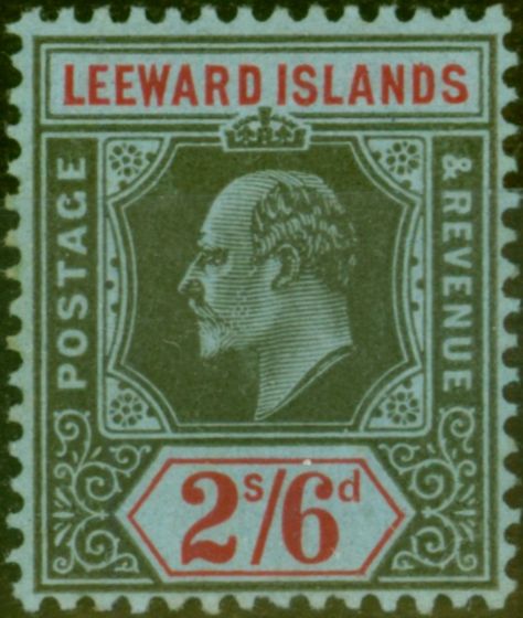Rare Postage Stamp Leeward Islands 1911 2s6d Black & Red-Blue SG44 Fine LMM