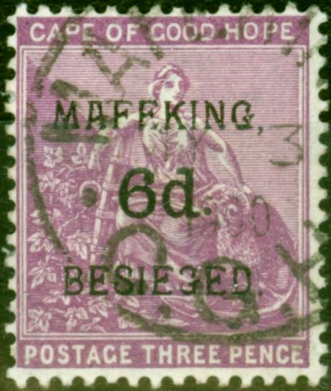 Collectible Postage Stamp from Mafeking 1900 6d on 3d Magenta SG4 Very Fine Used