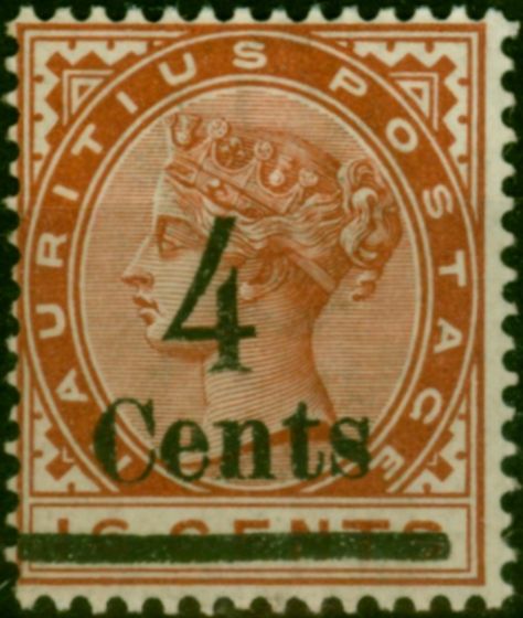 Mauritius 1900 4c on 16c Chestnut SG137 Fine LMM . Queen Victoria (1840-1901) Mint Stamps