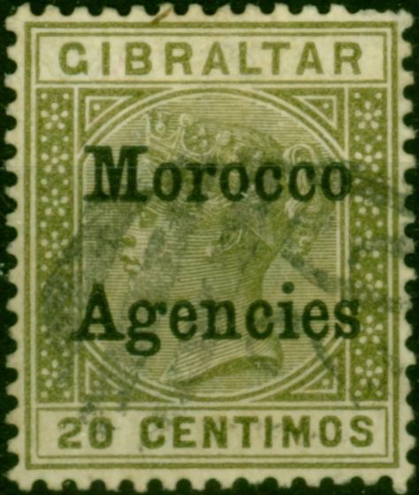 Morocco Agencies 1898 20c Olive-Green SG3c Good Used (2). Queen Victoria (1840-1901) Used Stamps