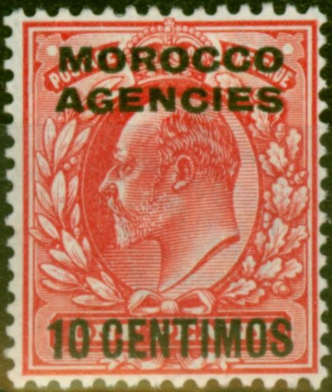 Rare Postage Stamp Morocco Agencies 1907 10c on 1d Scarlet SG113 Fine LMM