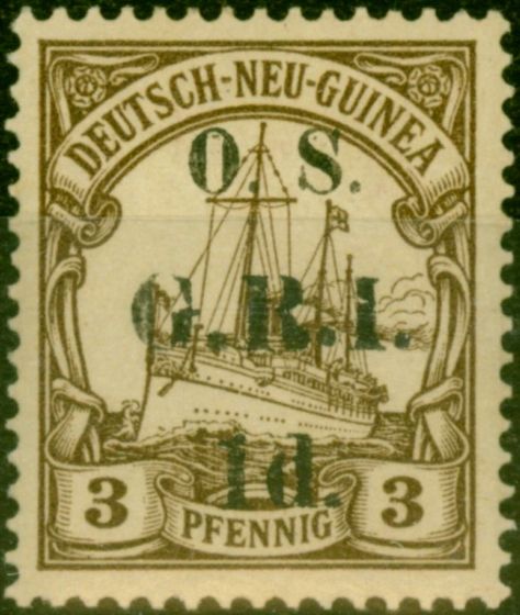 Valuable Postage Stamp from New Guinea 1915 1d on 3pf Brown SG01 Fine & Fresh Lightly Mtd Mint