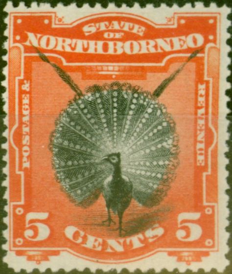 Collectible Postage Stamp from North Borneo 1894 5c Black & Vermilion SG72 Fine Mtd Mint