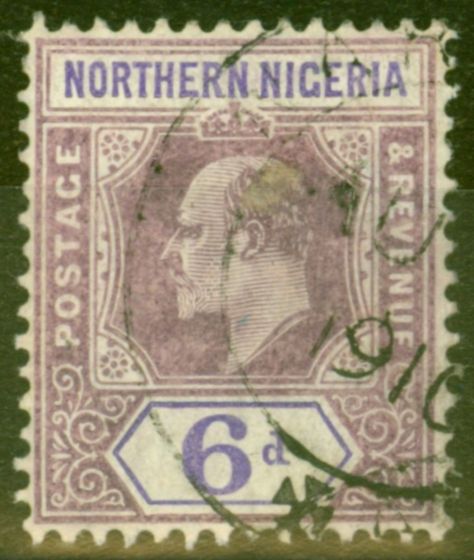 Old Postage Stamp from Northern Nigeria 1906 6d Dull Purple & Violet SG25a Chalk Paper Fine Used