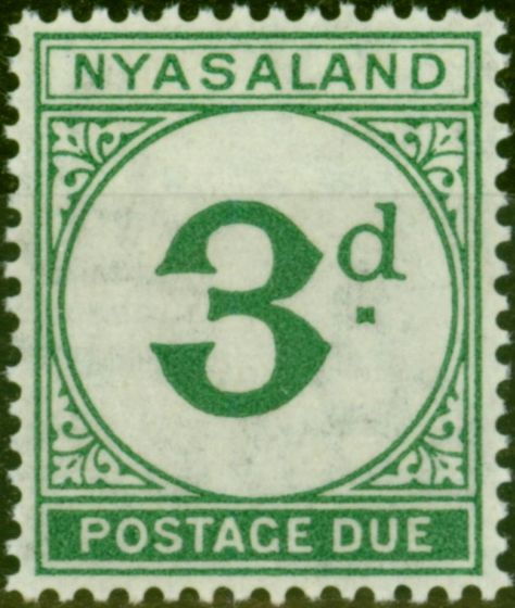 Valuable Postage Stamp Nyasaland 1950 3d Green SGD3 V.F MNH (2)