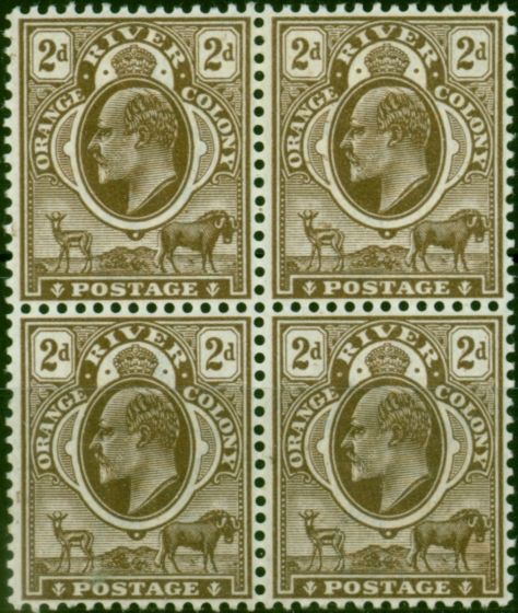 Rare Postage Stamp Orange River Colony 1903 2d Brown SG141 V.F VLMM & MNH Block of 4