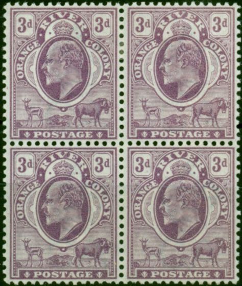 Valuable Postage Stamp Orange River Colony 1903 3d Mauve SG143 V.F LMM & MNH Block of 4