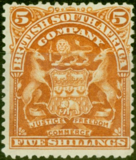 Collectible Postage Stamp from Rhodesia 1898 5s Brown-Orange SG87 Fine Mtd Mint