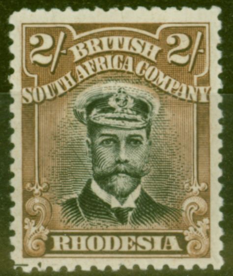 Rare Postage Stamp from Rhodesia 1913 2s Black & Brown SG234Var Printers Guide Mark S.W Corner Fine & Fresh Mtd Mint