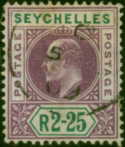 Seychelles 1906 2R25 Purple & Green SG70 Fine Used . King Edward VII (1902-1910) Used Stamps