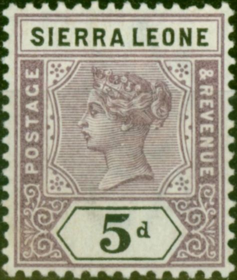 Old Postage Stamp Sierra Leone 1897 5d Dull Mauve & Black SG48 Fine MM