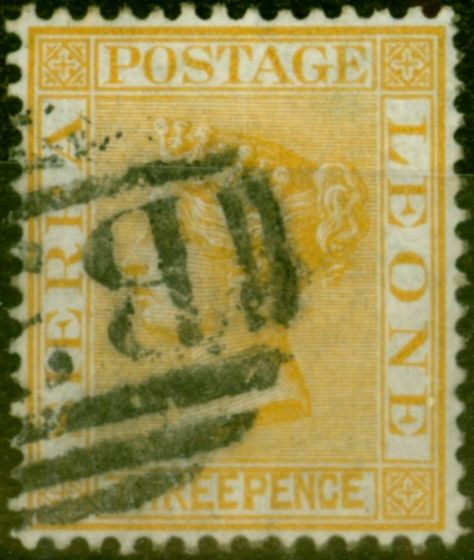 Rare Postage Stamp from Sierre Leone 1876 3d Buff SG20 Fine Used