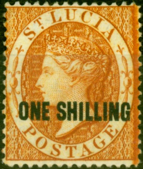 Old Postage Stamp from St Lucia 1882 1s Orange SG29 Fine & Fresh Unused
