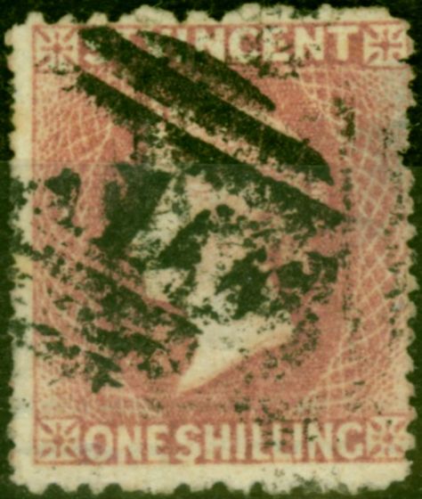 Old Postage Stamp from St Vincent 1873 1s Lilac-Rose SG20 P.11 x 15 Good Used