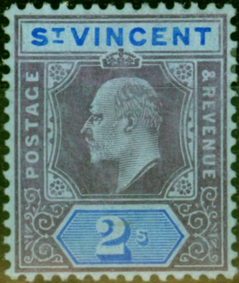 Valuable Postage Stamp from St Vincent 1909 2s Purple & Bright Blue-Blue SG91 Fine Mtd Mint