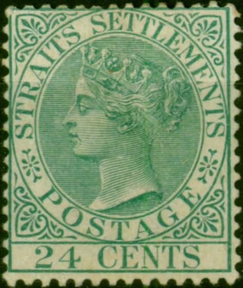 Straits Settlements 1884 24c Blue-Green SG68a Good MM  Queen Victoria (1840-1901) Collectible Stamps