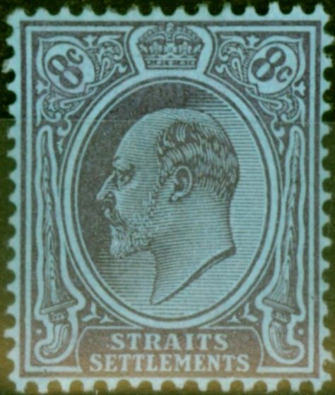Rare Postage Stamp from Straits Settlements 1904 8c Purple-Blue SG126 Fine & Fresh Mtd Mint