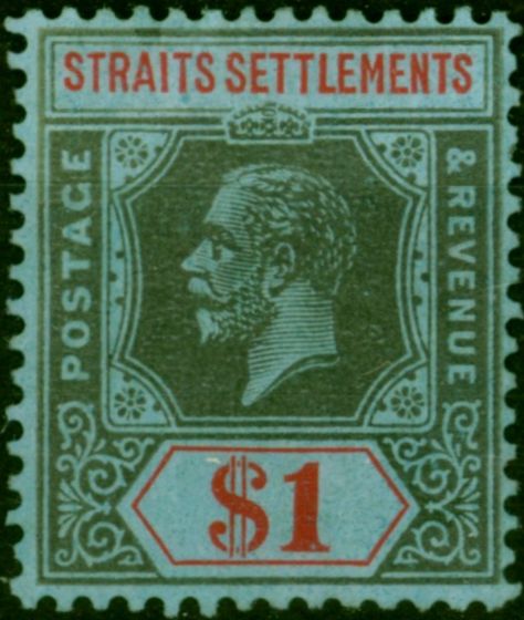 Straits Settlements 1921 $1 Black & Red-Blue SG239 Fine MM. King George V (1910-1936) Mint Stamps