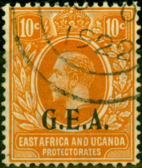 Old Postage Stamp from Tanganyika 1922 10c Orange SG73 Very Fine Used (Variants Available)