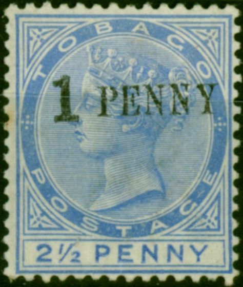 Tobago 1889 1d on 2 1/2d Dull Blue SG29 Good MM  Queen Victoria (1840-1901) Collectible Stamps