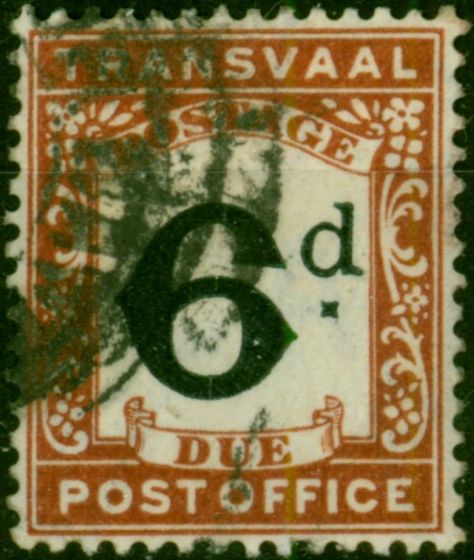 Transvaal 1907 6d Black & Red-Brown SGD6 Fine Used (2). King Edward VII (1902-1910) Used Stamps