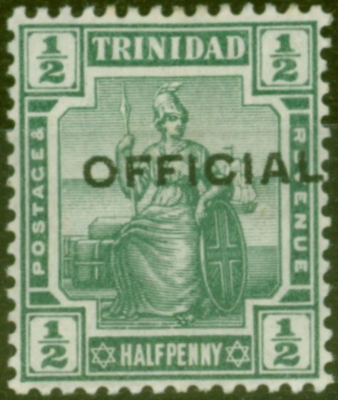 Old Postage Stamp from Trinidad 1910 1/2d Green SG010 Good Mtd Mint