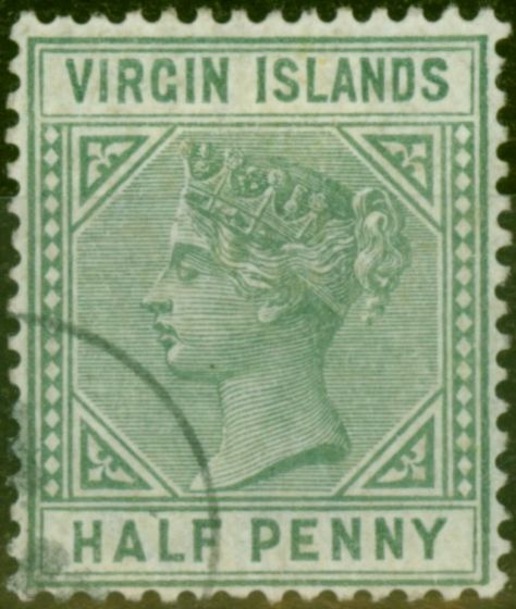 Old Postage Stamp Virgin Islands 1883 1/2d Dull Green SG27 Fine Used