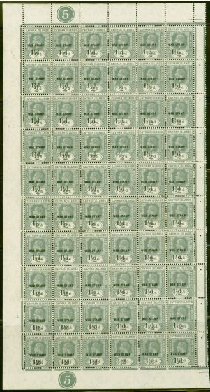 Old Postage Stamp from Cayman Islands 1920 1 1/2d on 2d Grey SG58 Fine MNH Pane of 60