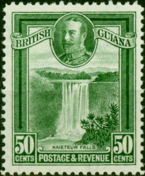 Rare Postage Stamp British Guiana 1934 50c Green SG296 V.F VLMM