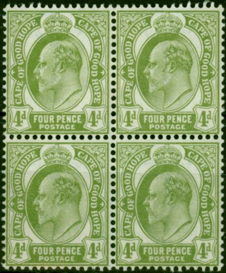 Old Postage Stamp C.O.G.H 1903 4d Olive-Green SG75 V.F MNH Block of 4