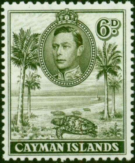 Cayman Islands 1938 6d Olive-Green SG122 P.11.5 x 13 Fine LMM . King George VI (1936-1952) Mint Stamps