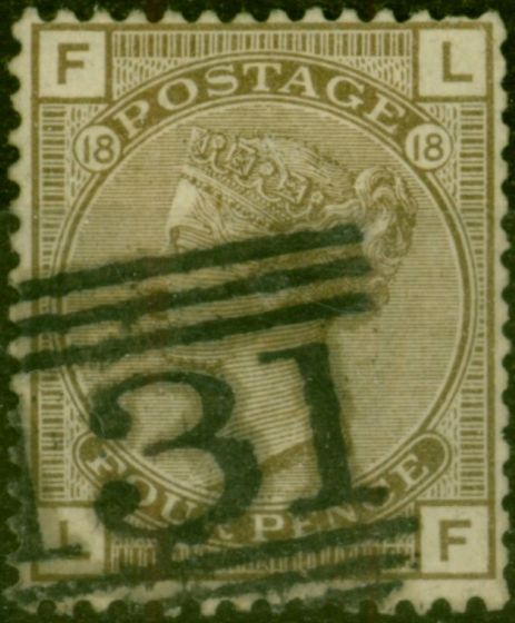 Rare Postage Stamp GB 1882 4d Grey-Brown SG160 P.18 Fine Used