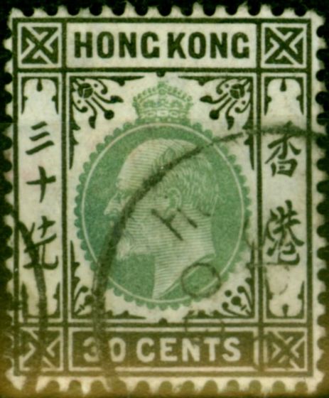 Valuable Postage Stamp from Hong Kong 1904 30c Dull Green & Black SG84 Fine Used (2)