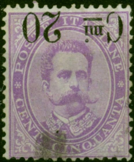 Italy 1890 20c on 50c Mauve SG46Var 'Surcharge Inverted' Fine Used  Queen Victoria (1840-1901) Old Stamps