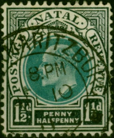 Natal 1902 1 1/2d Green & Black SG129 Fine Used . King Edward VII (1902-1910) Used Stamps
