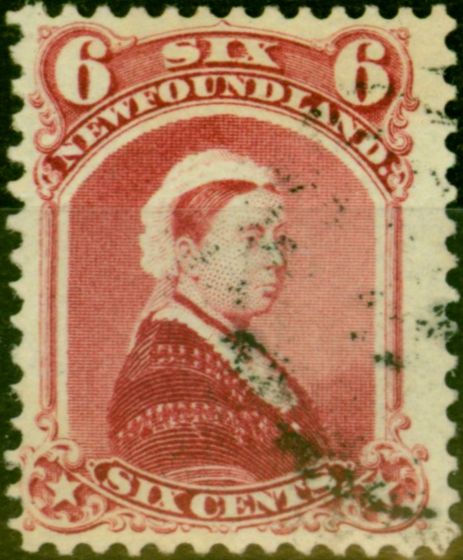 Old Postage Stamp from Newfoundland 1894 6c Crimson-Lake SG60 Fine Used
