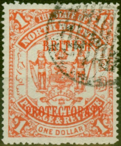 Valuable Postage Stamp North Borneo 1901 $1 Scarlet SG142 Fine Used