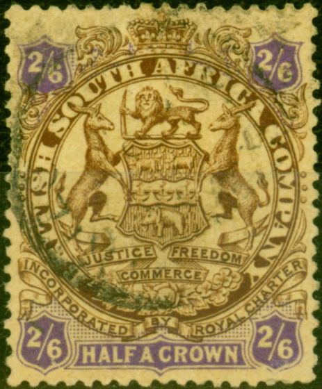 Old Postage Stamp from Rhodesia 1896 2s6d Brown & Purple-Yellow SG48 Fine Used Stamp