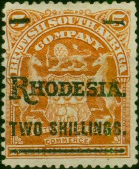 Rhodesia 1909 2s on 5s Orange SG118 Fine MM  King Edward VII (1902-1910) Rare Stamps